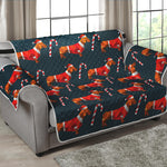 Xmas Dachshund Pattern Print Loveseat Protector