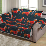 Xmas Dachshund Pattern Print Loveseat Protector