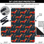 Xmas Dachshund Pattern Print Loveseat Protector