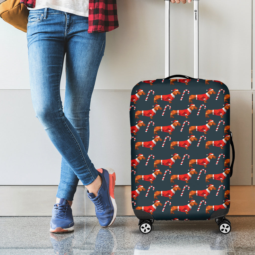 Xmas Dachshund Pattern Print Luggage Cover