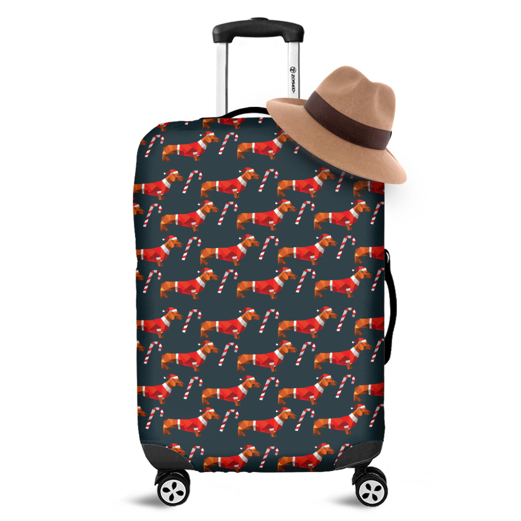 Xmas Dachshund Pattern Print Luggage Cover