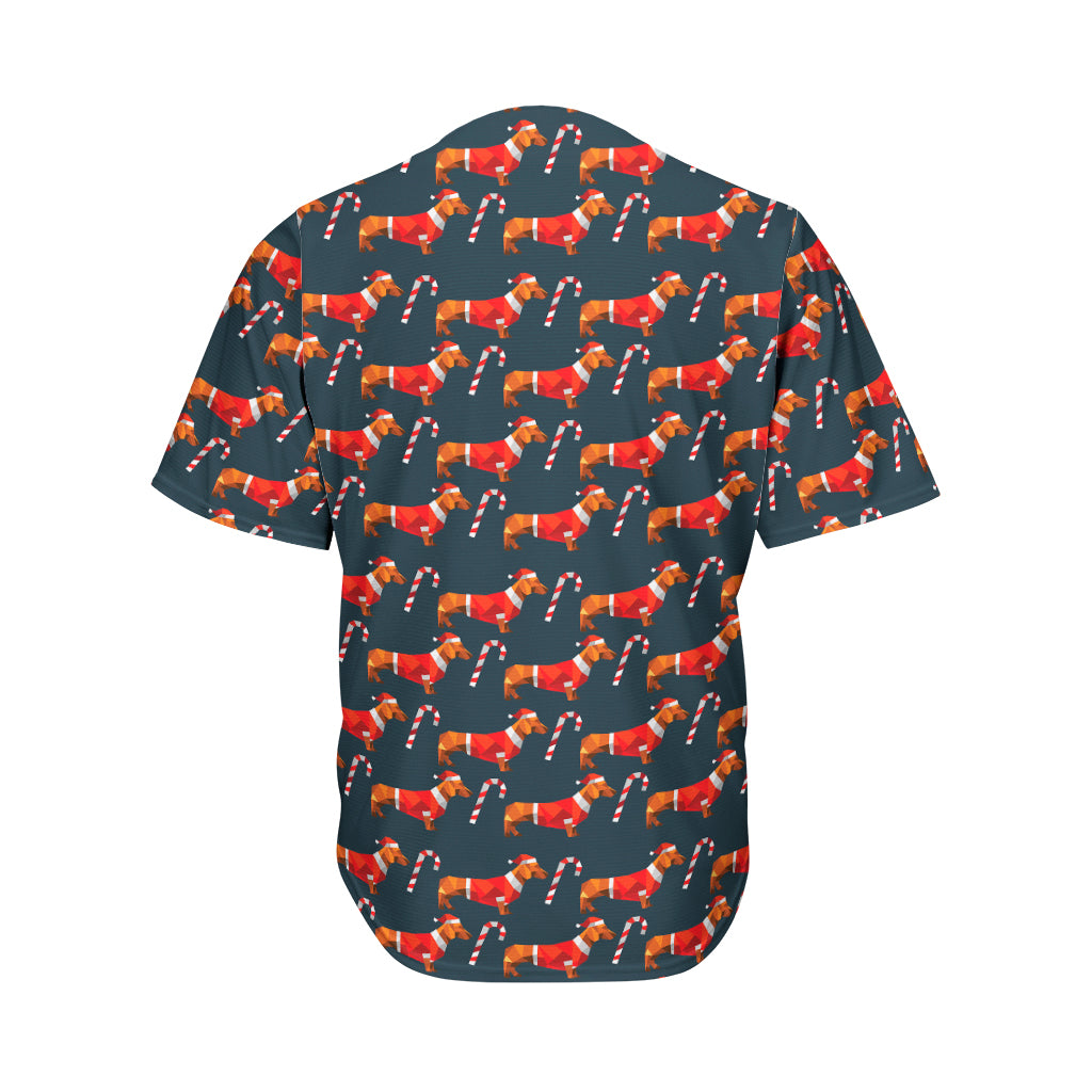 Xmas Dachshund Pattern Print Men's Baseball Jersey