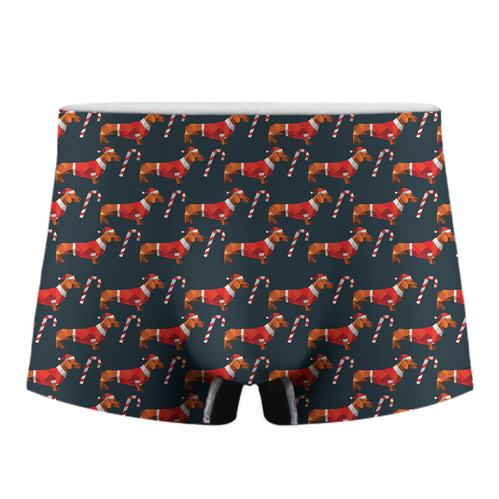 Xmas Dachshund Pattern Print Men's Boxer Briefs