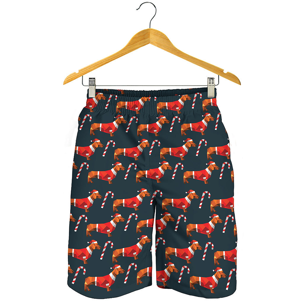 Xmas Dachshund Pattern Print Men's Shorts