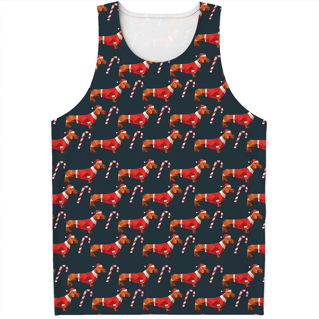 Xmas Dachshund Pattern Print Men's Tank Top