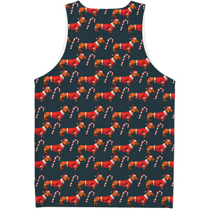 Xmas Dachshund Pattern Print Men's Tank Top