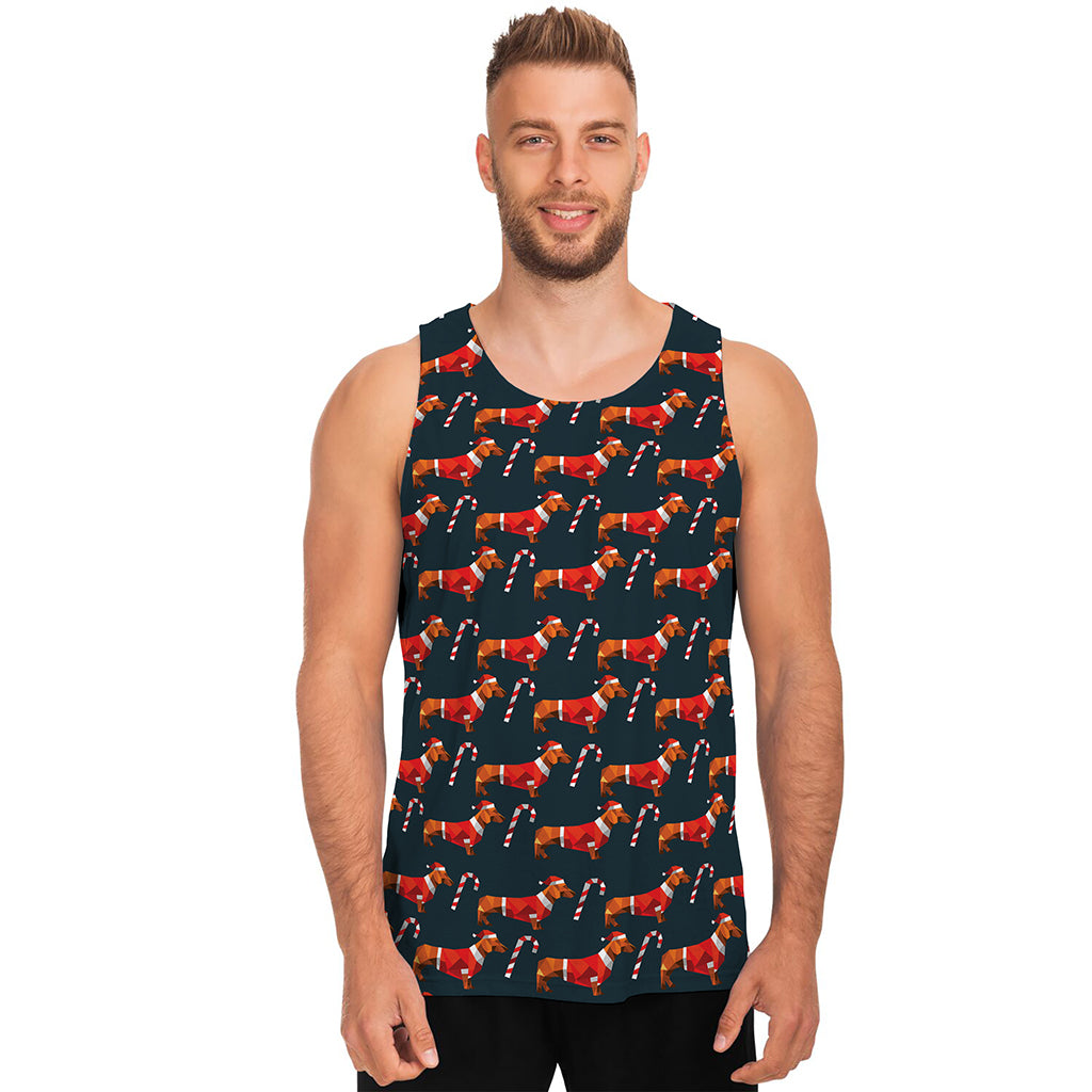 Xmas Dachshund Pattern Print Men's Tank Top