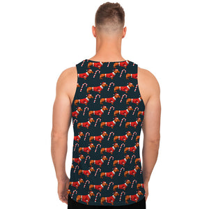 Xmas Dachshund Pattern Print Men's Tank Top