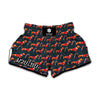 Xmas Dachshund Pattern Print Muay Thai Boxing Shorts