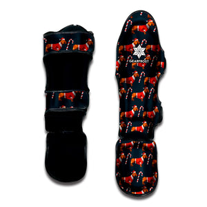 Xmas Dachshund Pattern Print Muay Thai Shin Guard