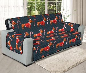 Xmas Dachshund Pattern Print Oversized Sofa Protector