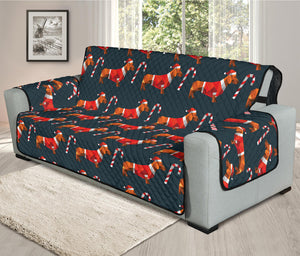 Xmas Dachshund Pattern Print Oversized Sofa Protector