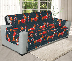 Xmas Dachshund Pattern Print Oversized Sofa Protector