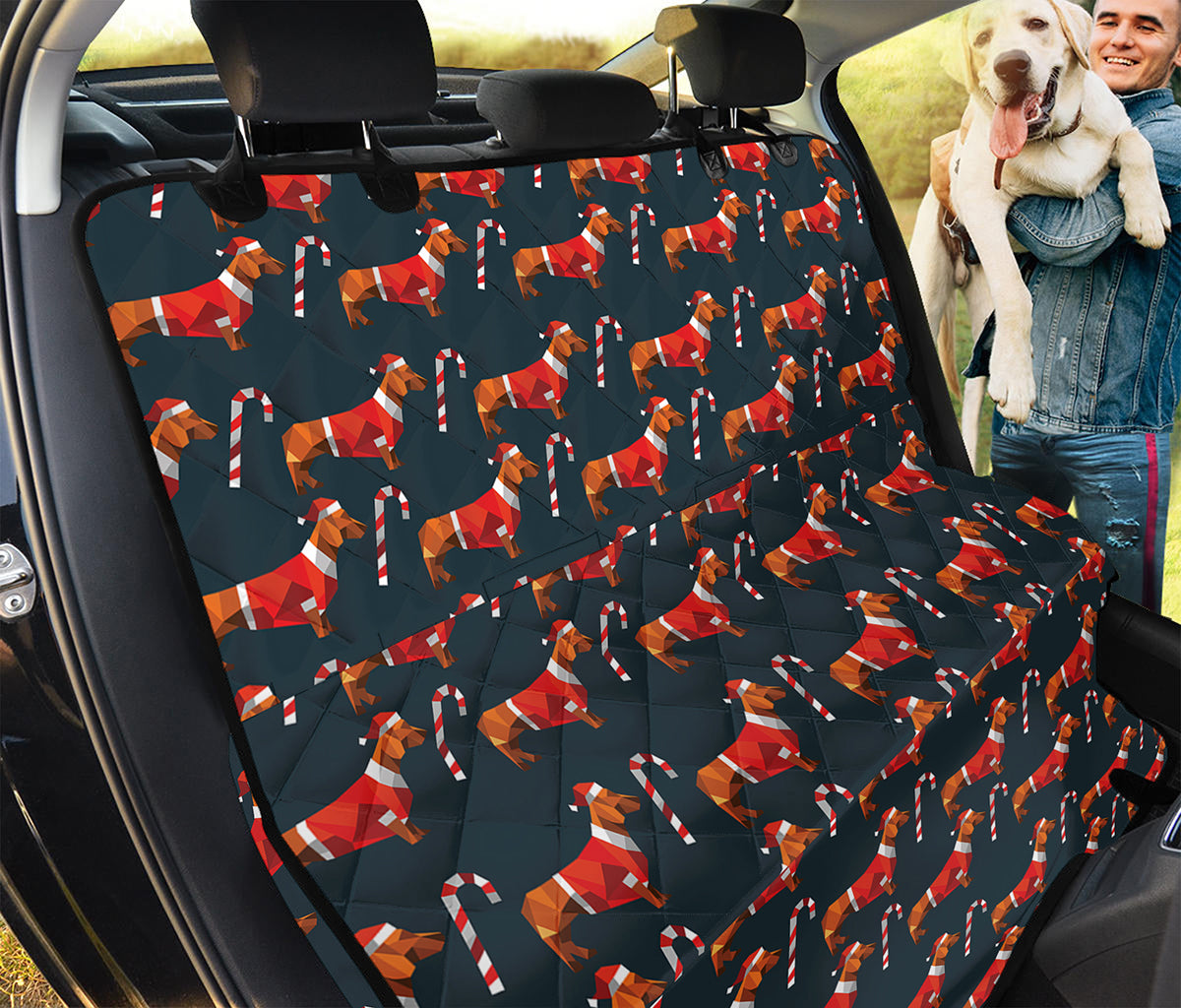 Xmas Dachshund Pattern Print Pet Car Back Seat Cover