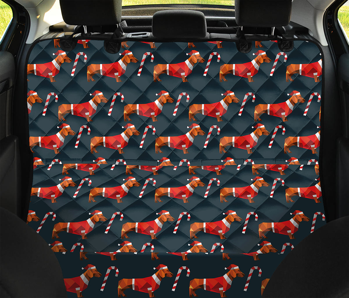 Xmas Dachshund Pattern Print Pet Car Back Seat Cover