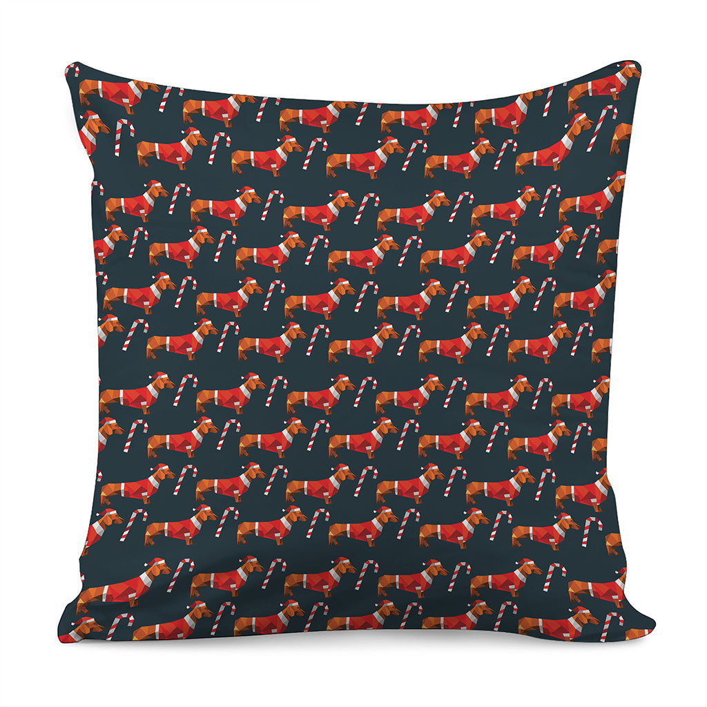 Xmas Dachshund Pattern Print Pillow Cover