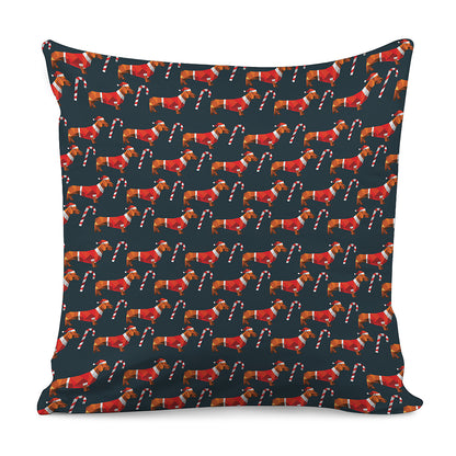 Xmas Dachshund Pattern Print Pillow Cover