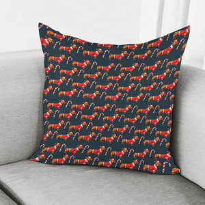 Xmas Dachshund Pattern Print Pillow Cover