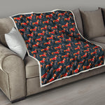 Xmas Dachshund Pattern Print Quilt