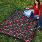 Xmas Dachshund Pattern Print Quilt