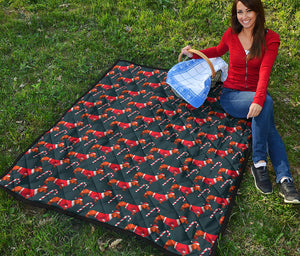 Xmas Dachshund Pattern Print Quilt