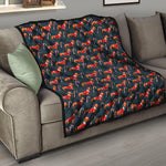 Xmas Dachshund Pattern Print Quilt