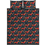 Xmas Dachshund Pattern Print Quilt Bed Set