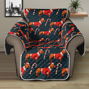 Xmas Dachshund Pattern Print Recliner Protector