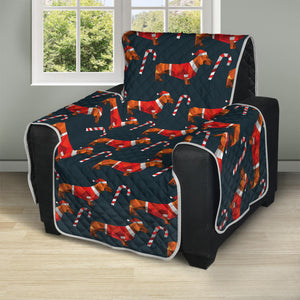 Xmas Dachshund Pattern Print Recliner Protector