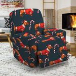 Xmas Dachshund Pattern Print Recliner Slipcover