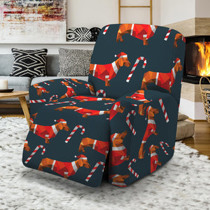 Xmas Dachshund Pattern Print Recliner Slipcover