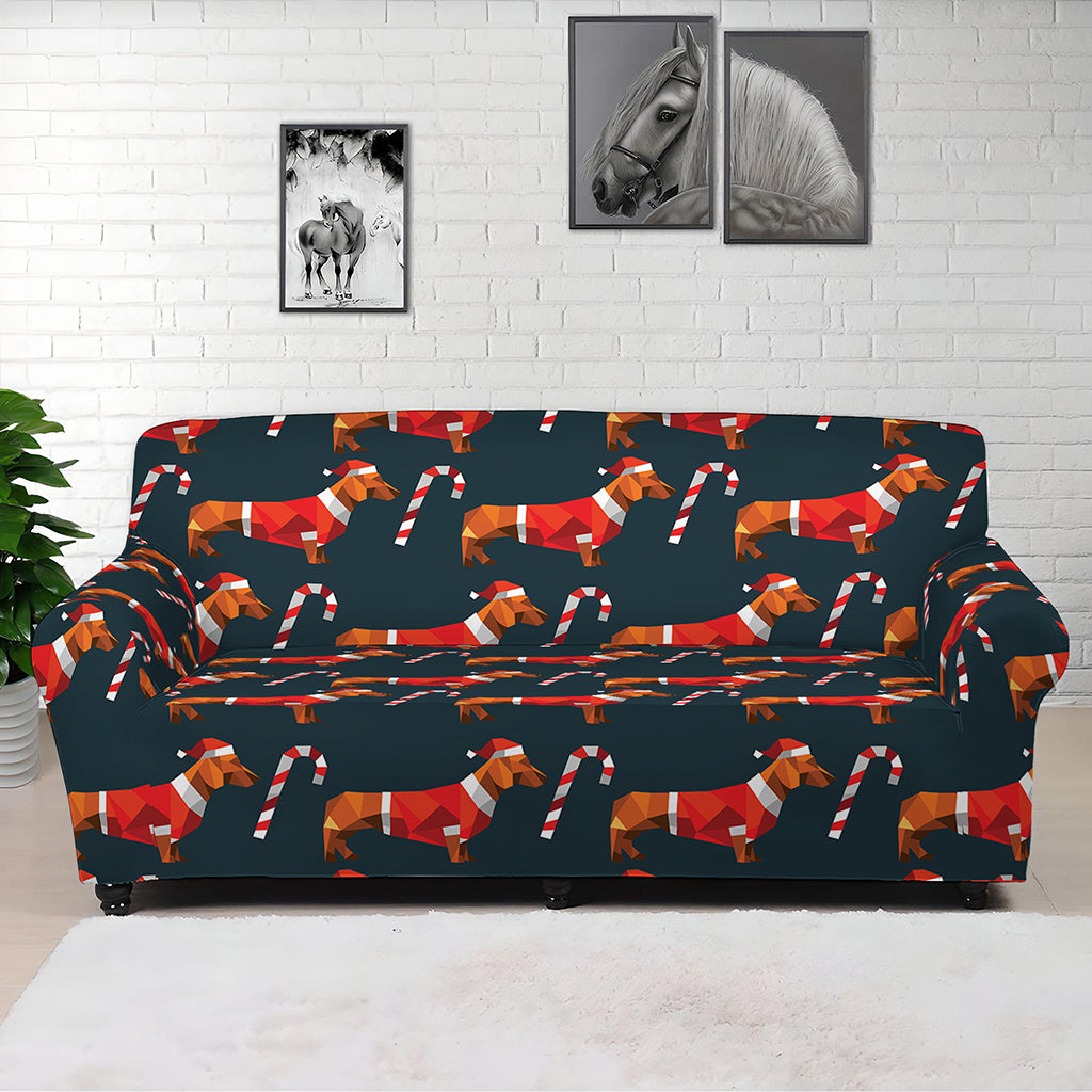 Xmas Dachshund Pattern Print Sofa Cover