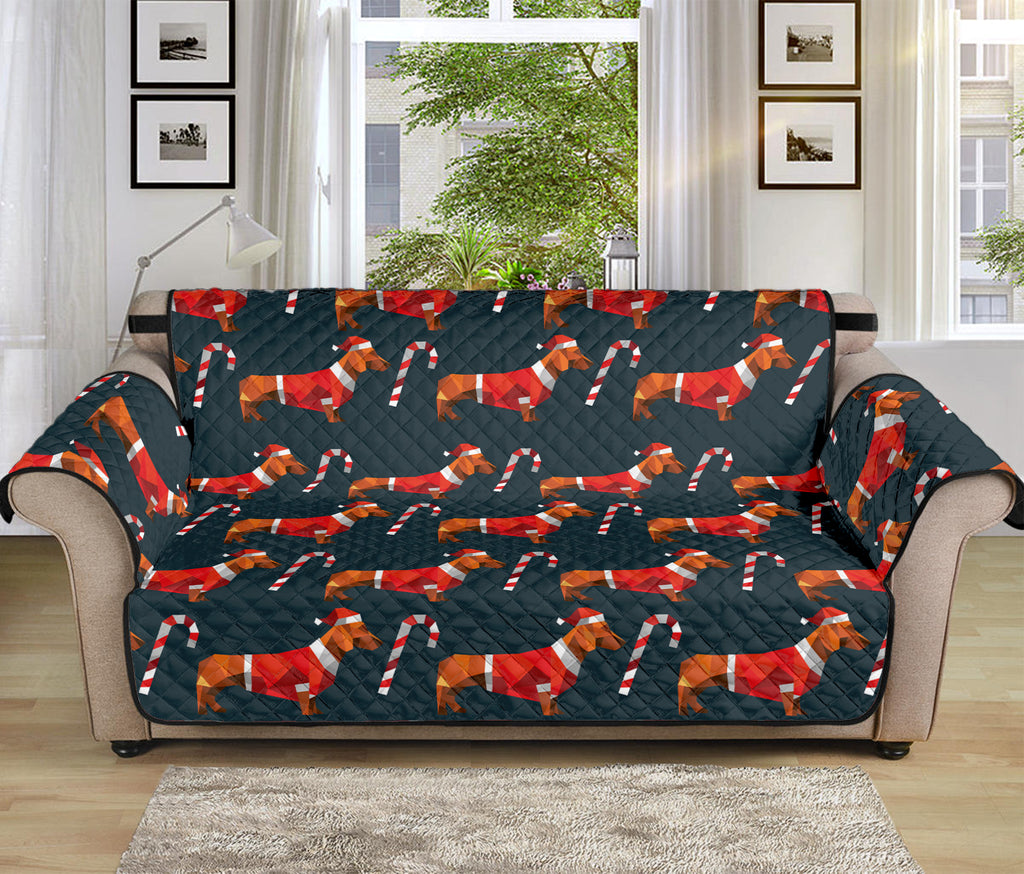 Xmas Dachshund Pattern Print Sofa Protector