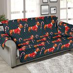 Xmas Dachshund Pattern Print Sofa Protector