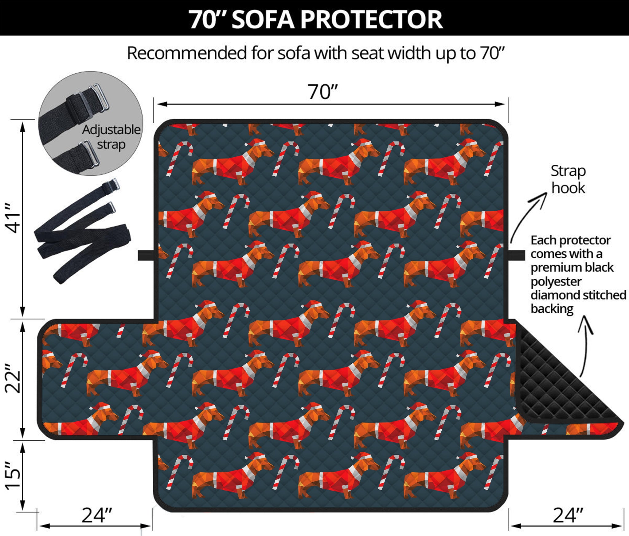 Xmas Dachshund Pattern Print Sofa Protector