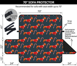 Xmas Dachshund Pattern Print Sofa Protector