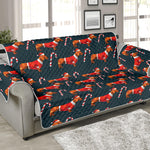 Xmas Dachshund Pattern Print Sofa Protector