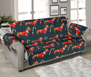 Xmas Dachshund Pattern Print Sofa Protector