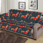 Xmas Dachshund Pattern Print Sofa Protector