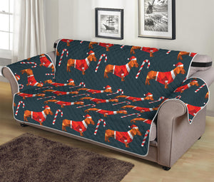 Xmas Dachshund Pattern Print Sofa Protector