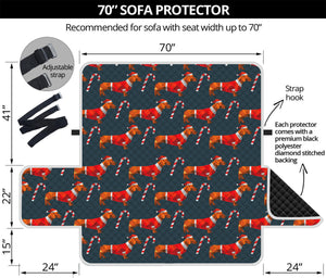 Xmas Dachshund Pattern Print Sofa Protector