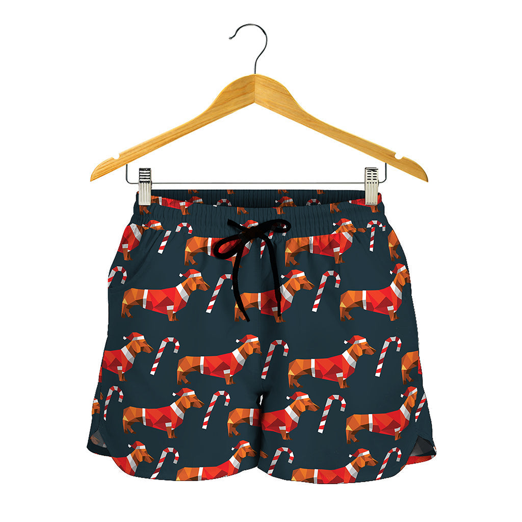 Xmas Dachshund Pattern Print Women's Shorts