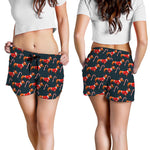 Xmas Dachshund Pattern Print Women's Shorts