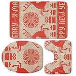 Xmas Deer Knitted Print 3 Piece Bath Mat Set