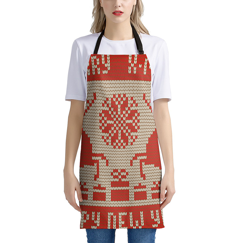 Xmas Deer Knitted Print Apron