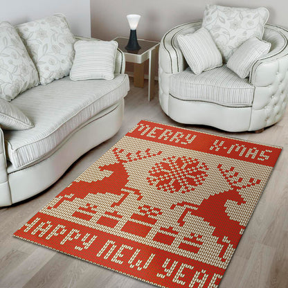 Xmas Deer Knitted Print Area Rug