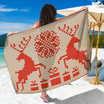 Xmas Deer Knitted Print Beach Sarong Wrap