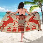 Xmas Deer Knitted Print Beach Sarong Wrap