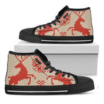 Xmas Deer Knitted Print Black High Top Shoes