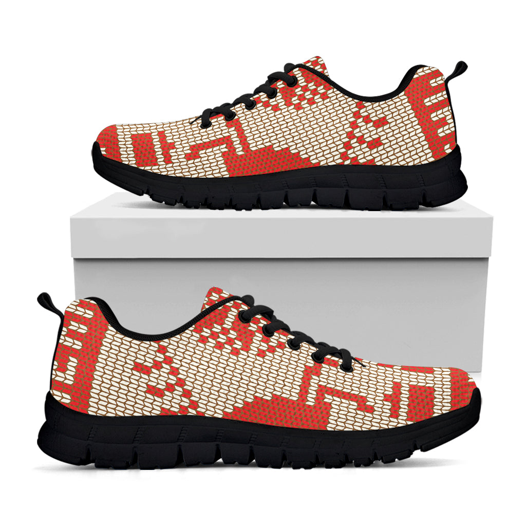 Xmas Deer Knitted Print Black Sneakers